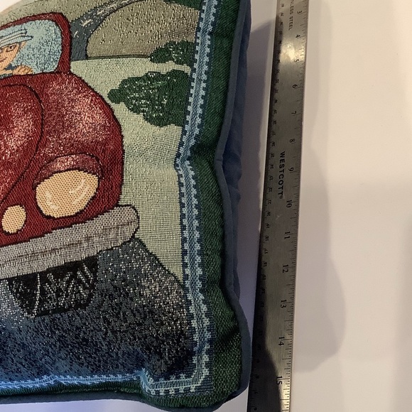 Ask Me About My Grandchildren Tapestry Accent Pillow Grandparents in Red Car - Picture 3 of 6